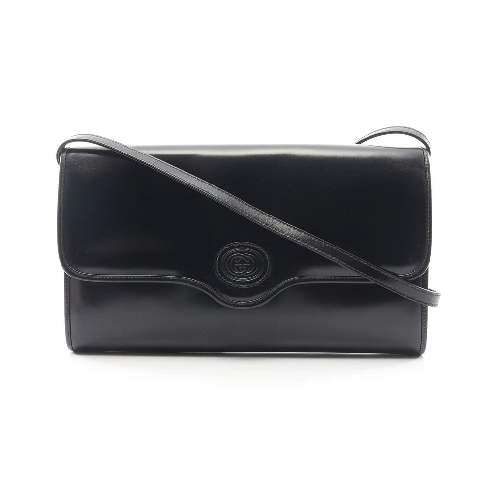Gucci Interlocking GG Leather Shoulder Bag Black